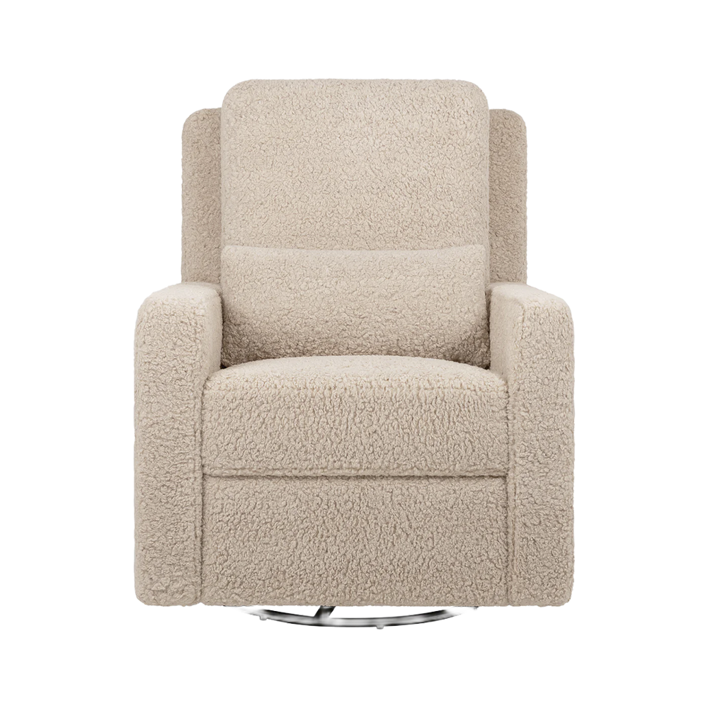 Recliner and Swivel Glider in Soft Shearling Fabric