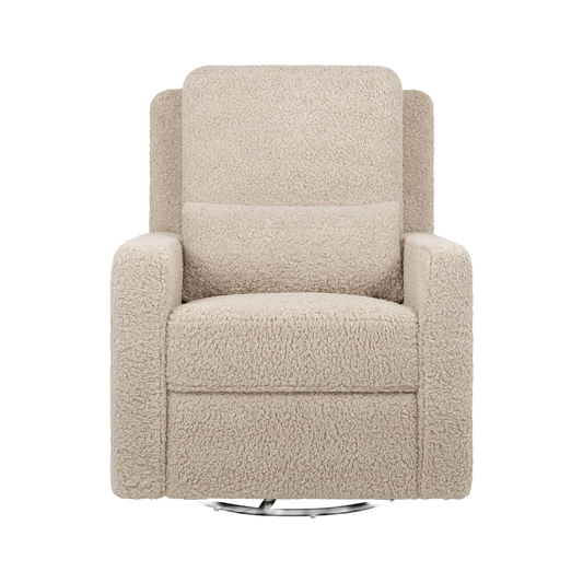 Recliner and Swivel Glider in Soft Shearling Fabric