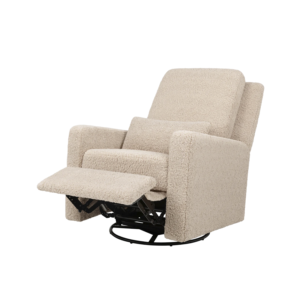 Recliner and Swivel Glider in Soft Shearling Fabric
