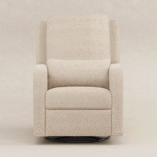 Recliner and Swivel Glider in Soft Shearling Fabric