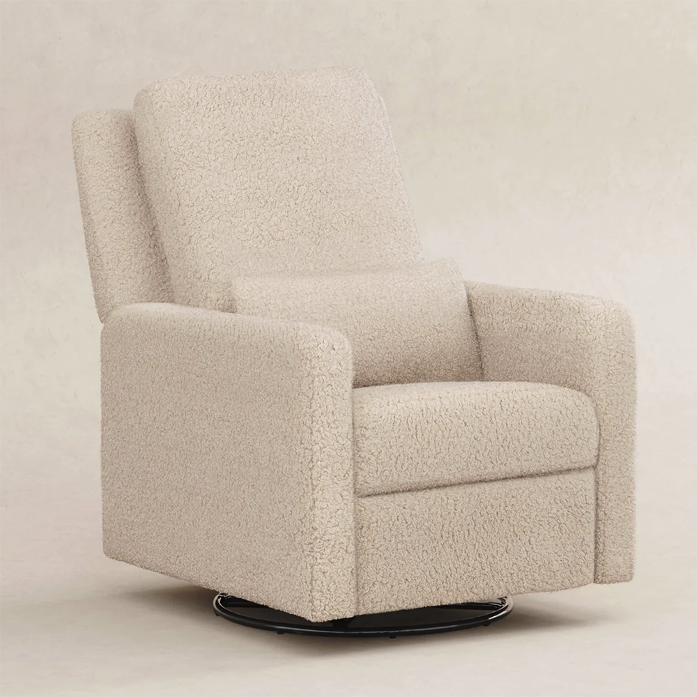 Recliner and Swivel Glider in Soft Shearling Fabric