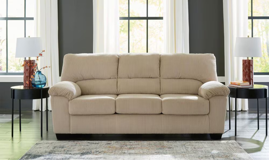3-Seater Fabric Sofa with Pillow Arms and Modern Heritage Design