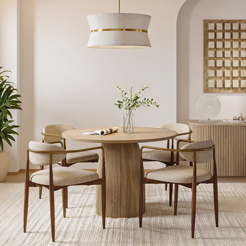 Dining Chair in Beige with Curved Back Design