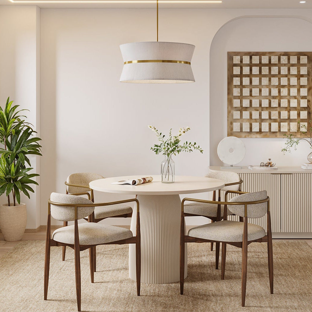 Dining Chair in Beige with Curved Back Design