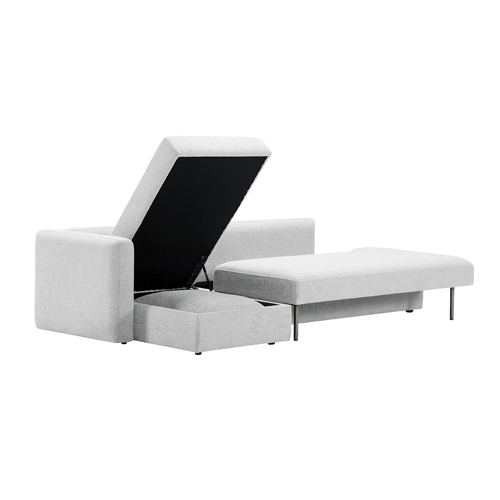Sectional Sofa Bed in Beige with L-Shaped Design