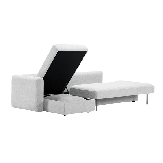 Sectional Sofa Bed in Beige with L-Shaped Design