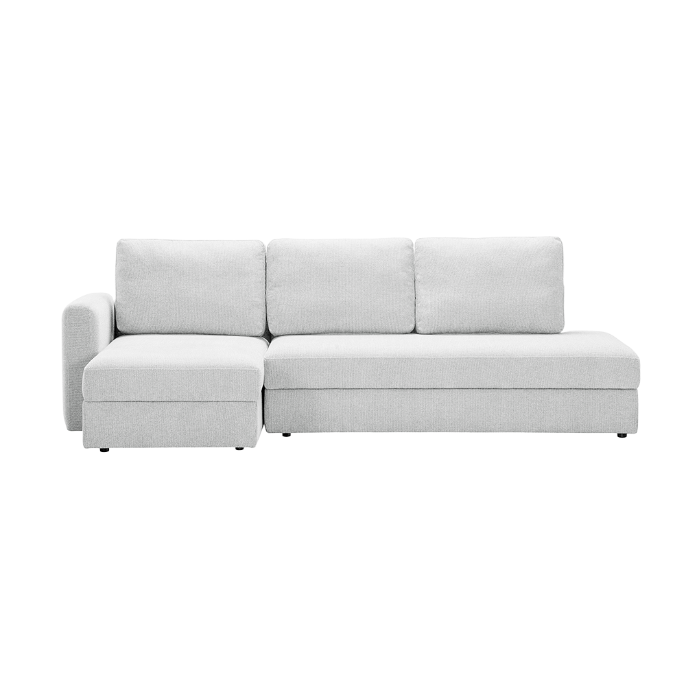 Sectional Sofa Bed in Beige with L-Shaped Design