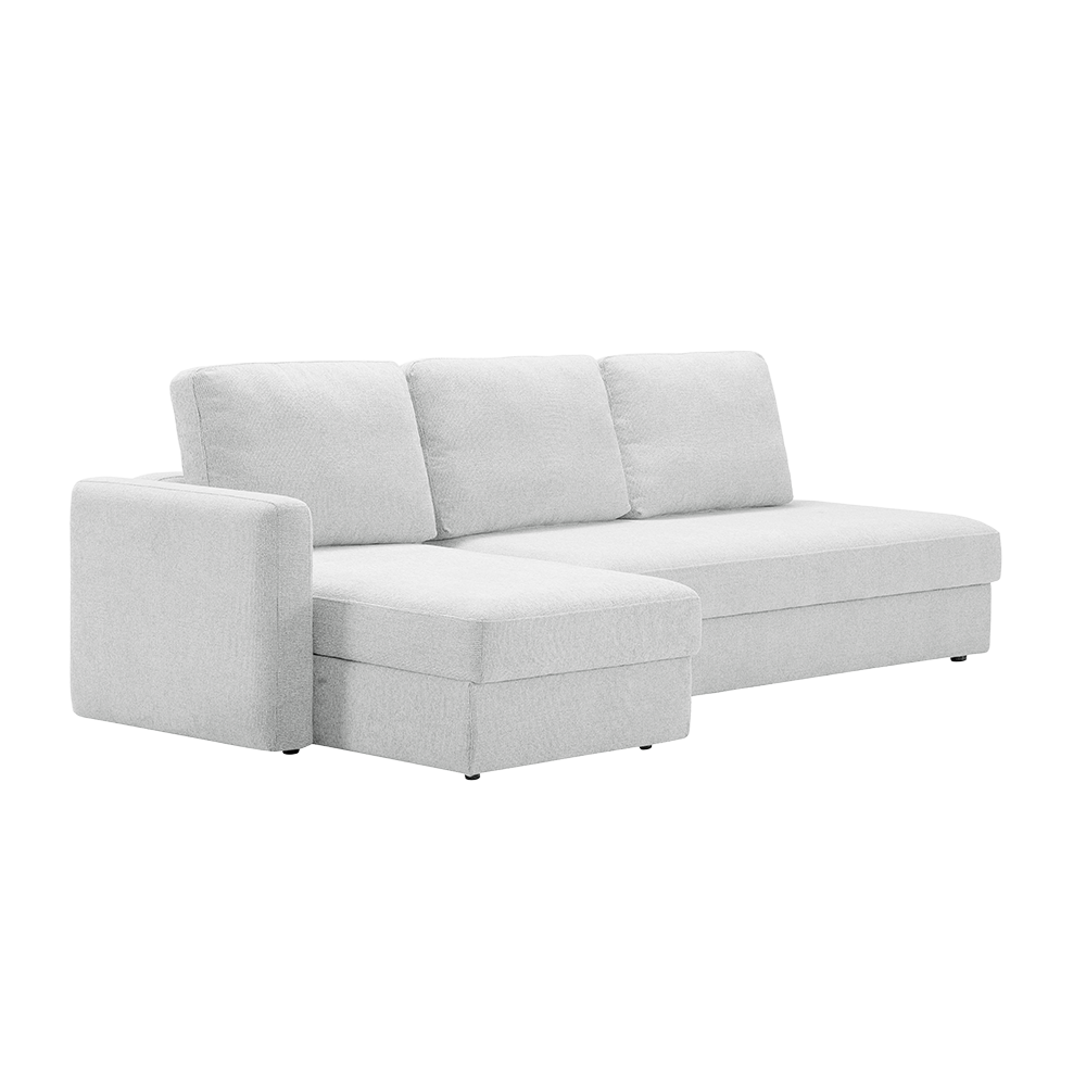 Sectional Sofa Bed in Beige with L-Shaped Design