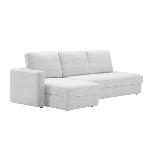 Sectional Sofa Bed in Beige with L-Shaped Design