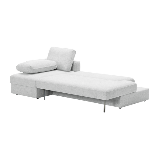 Sectional Sofa Bed in Beige with L-Shaped Design