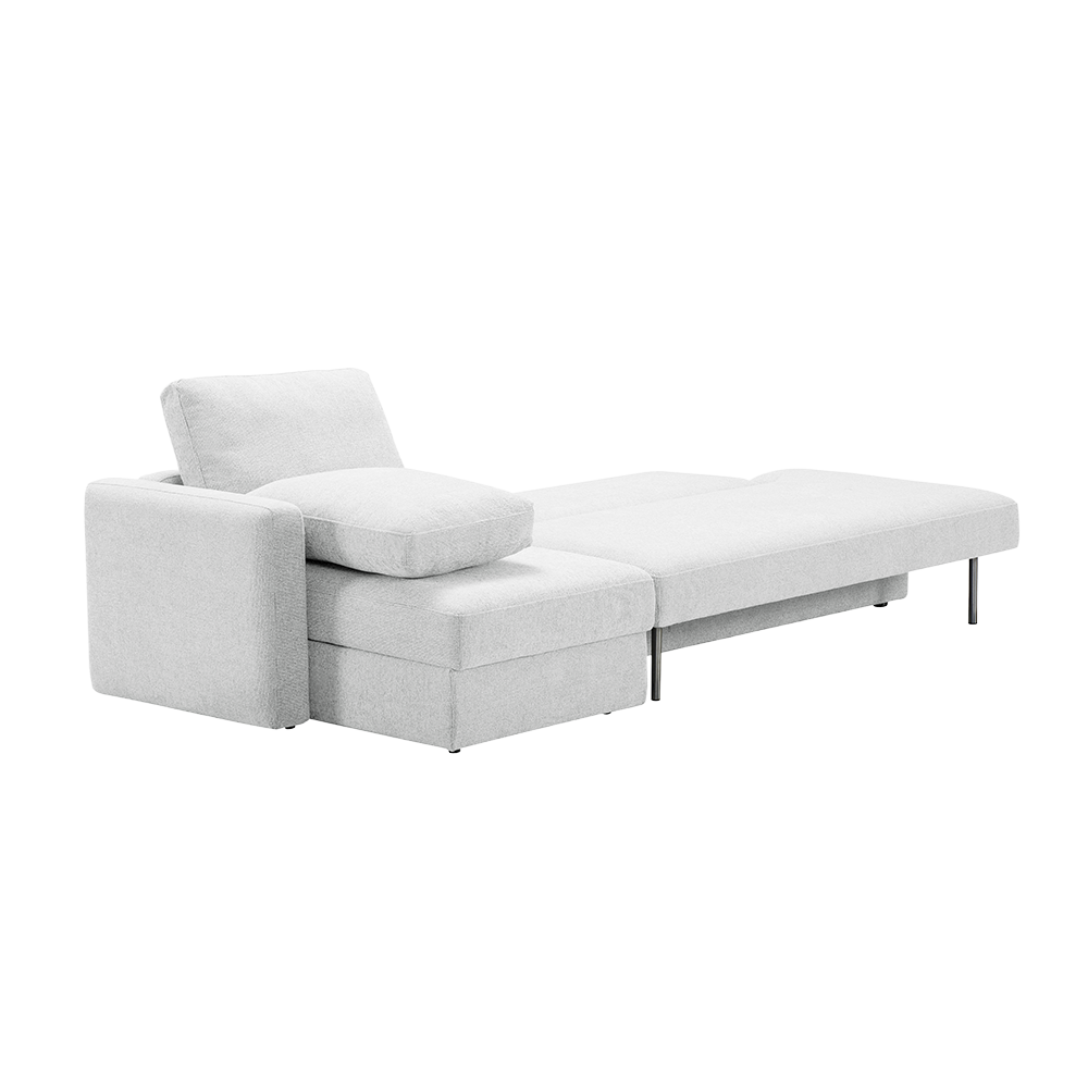 Sectional Sofa Bed in Beige with L-Shaped Design