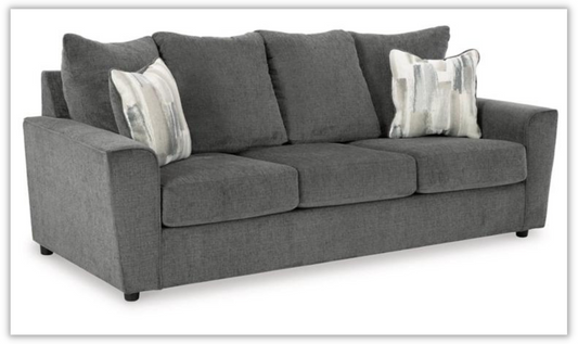 Gray Fabric 3-Seater Sofa with Slope Arm Design