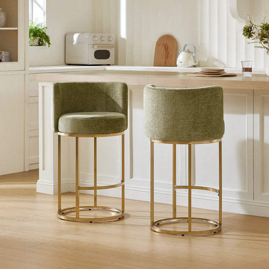 Chenille Swivel Counter Stool Set in Modern Design