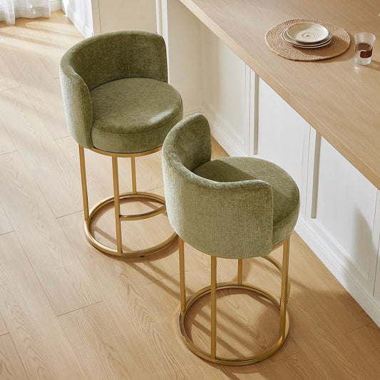 Chenille Swivel Counter Stool Set in Modern Design