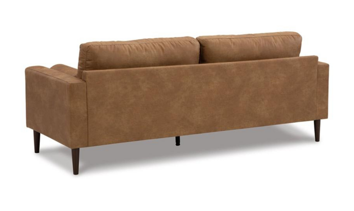 2-Seater Caramel Leather Sofa with Track Arms