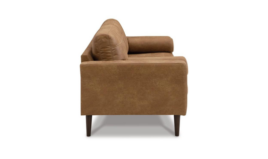 2-Seater Caramel Leather Sofa with Track Arms