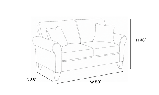 Templeton Sofa Set in Elegant Fabric with Curved Arms