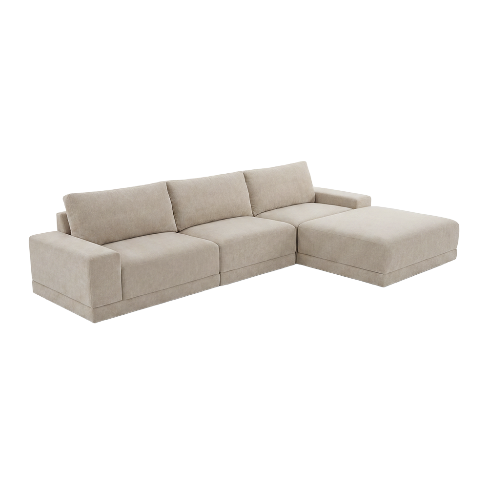 Torino 3-Piece Sofa Set in Beige with Ottoman