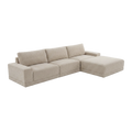 Torino 3-Piece Sofa Set in Beige with Ottoman