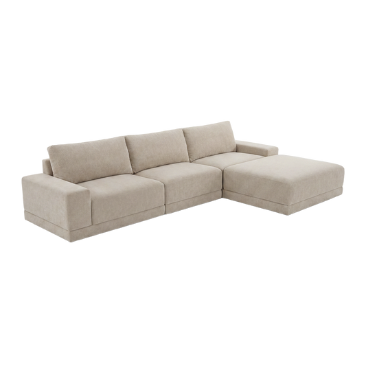 Torino 3-Piece Sofa Set in Beige with Ottoman