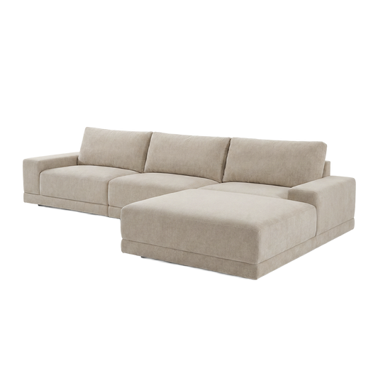Torino 3-Piece Sofa Set in Beige with Ottoman