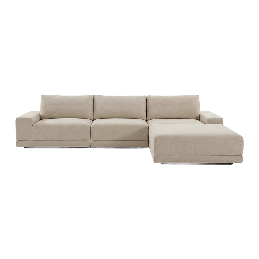 Torino 3-Piece Sofa Set in Beige with Ottoman