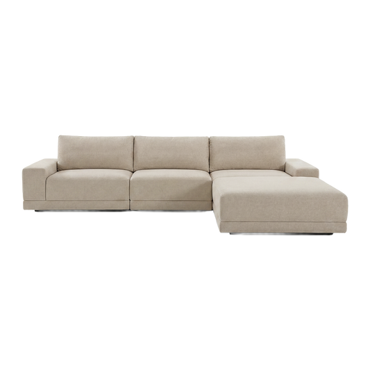 Torino 3-Piece Sofa Set in Beige with Ottoman