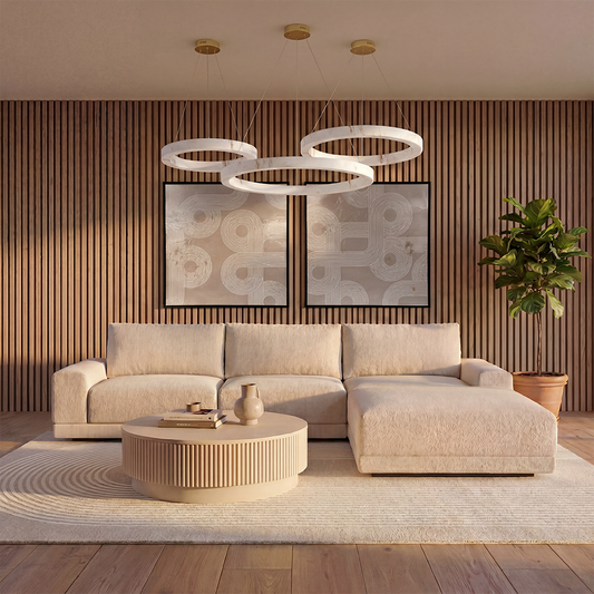 Torino 3-Piece Sofa Set in Beige with Ottoman