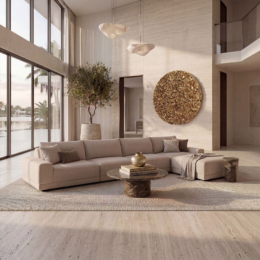 Torino 4-Piece Sofa Set with Ottoman in Beige