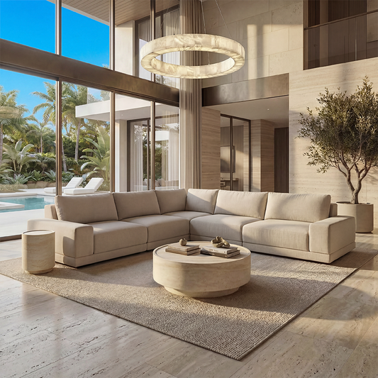 Corner Sectional Sofa in Beige with Modern Design