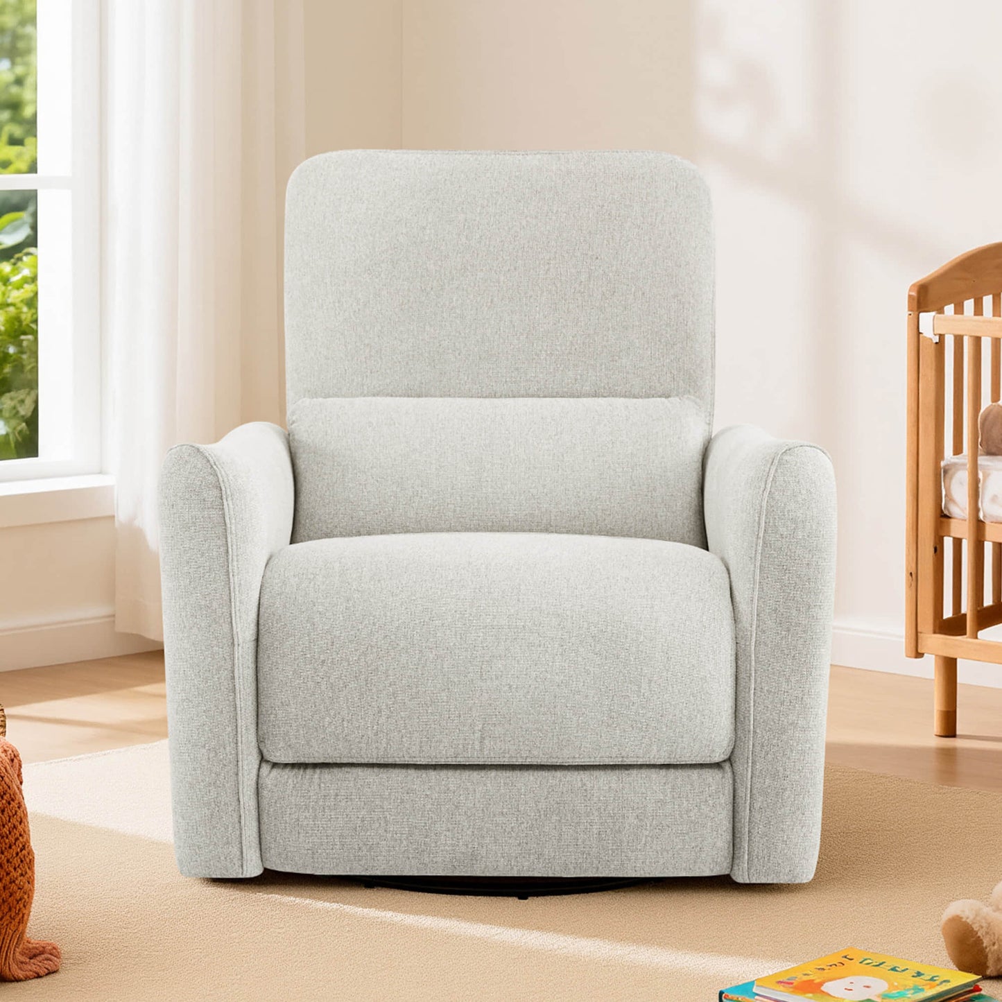 Modern Power Swivel Glider Recliner with Adjustable Headrest