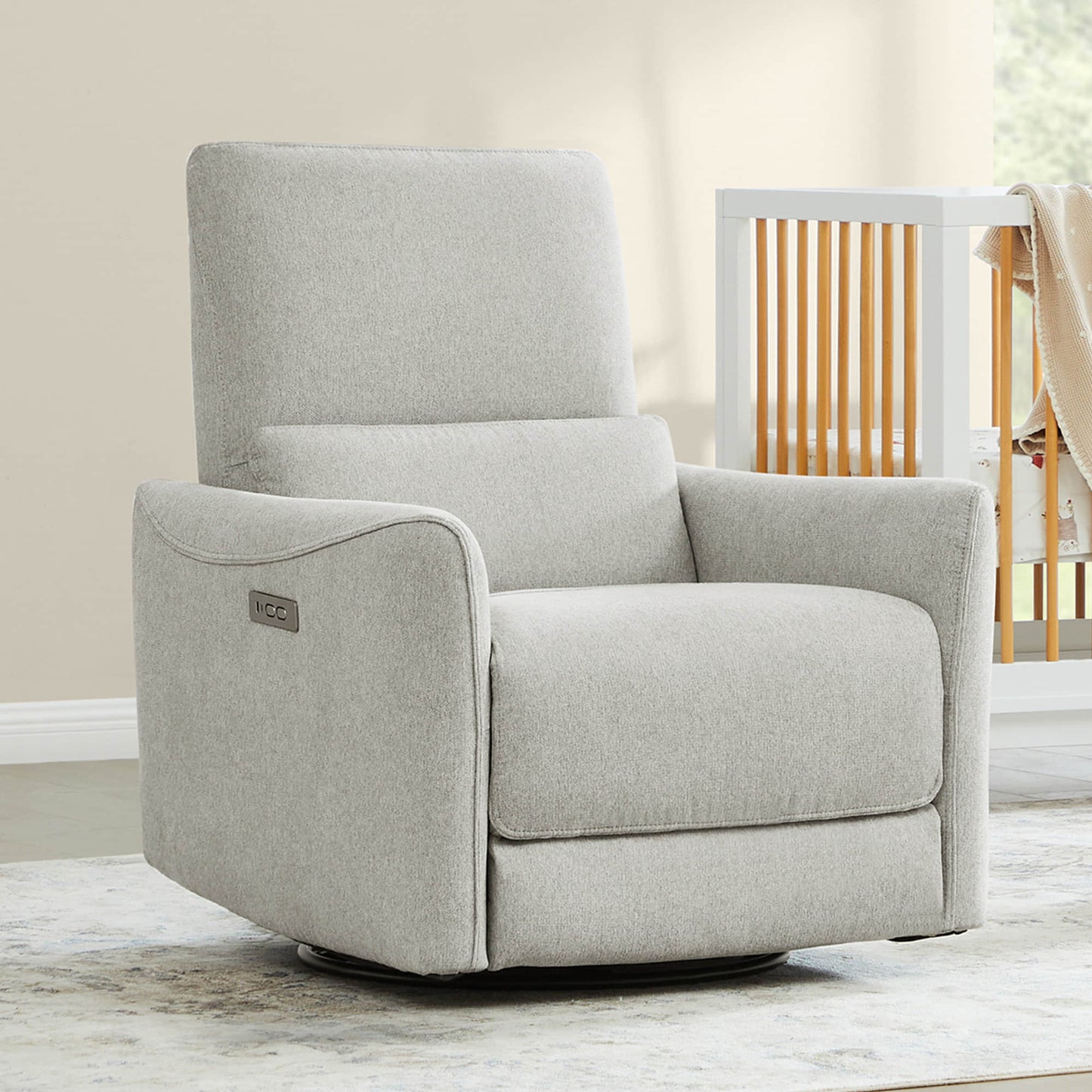 Modern Power Swivel Glider Recliner with Adjustable Headrest