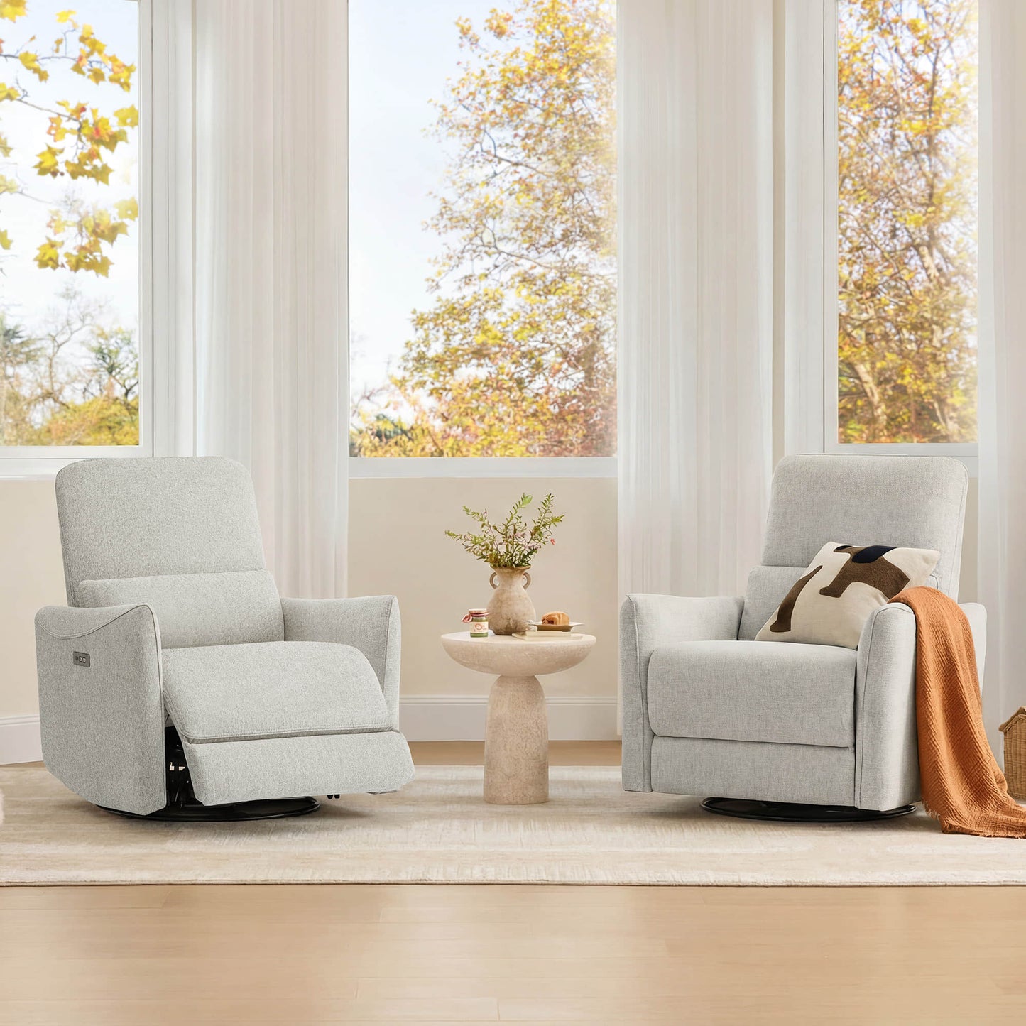Modern Power Swivel Glider Recliner with Adjustable Headrest