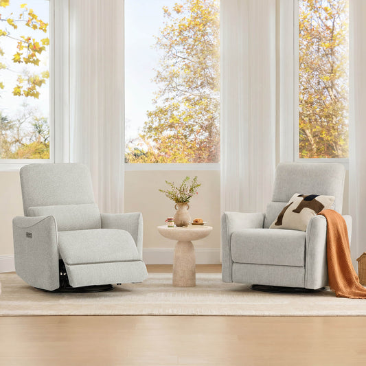 Modern Power Swivel Glider Recliner with Adjustable Headrest