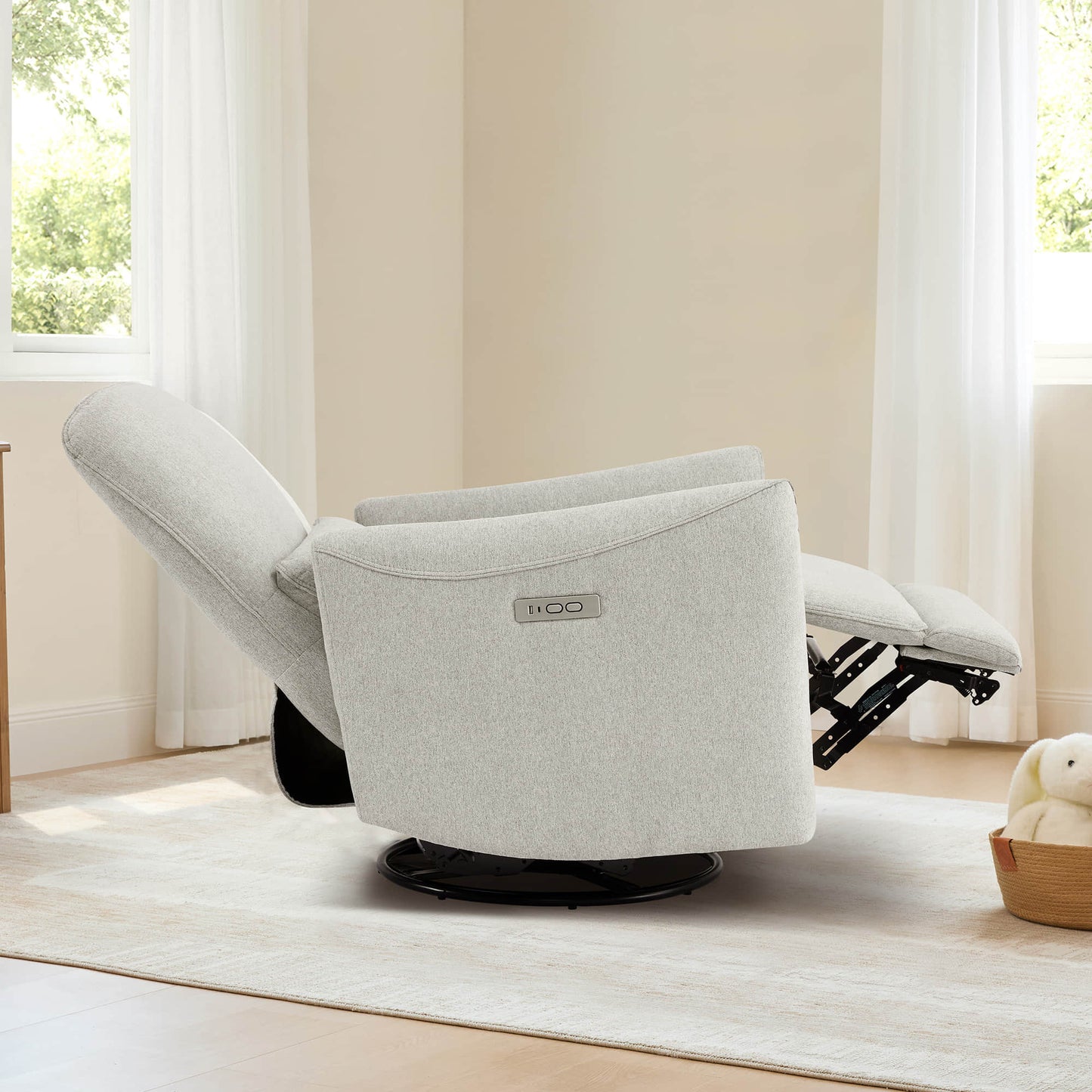 Modern Power Swivel Glider Recliner with Adjustable Headrest