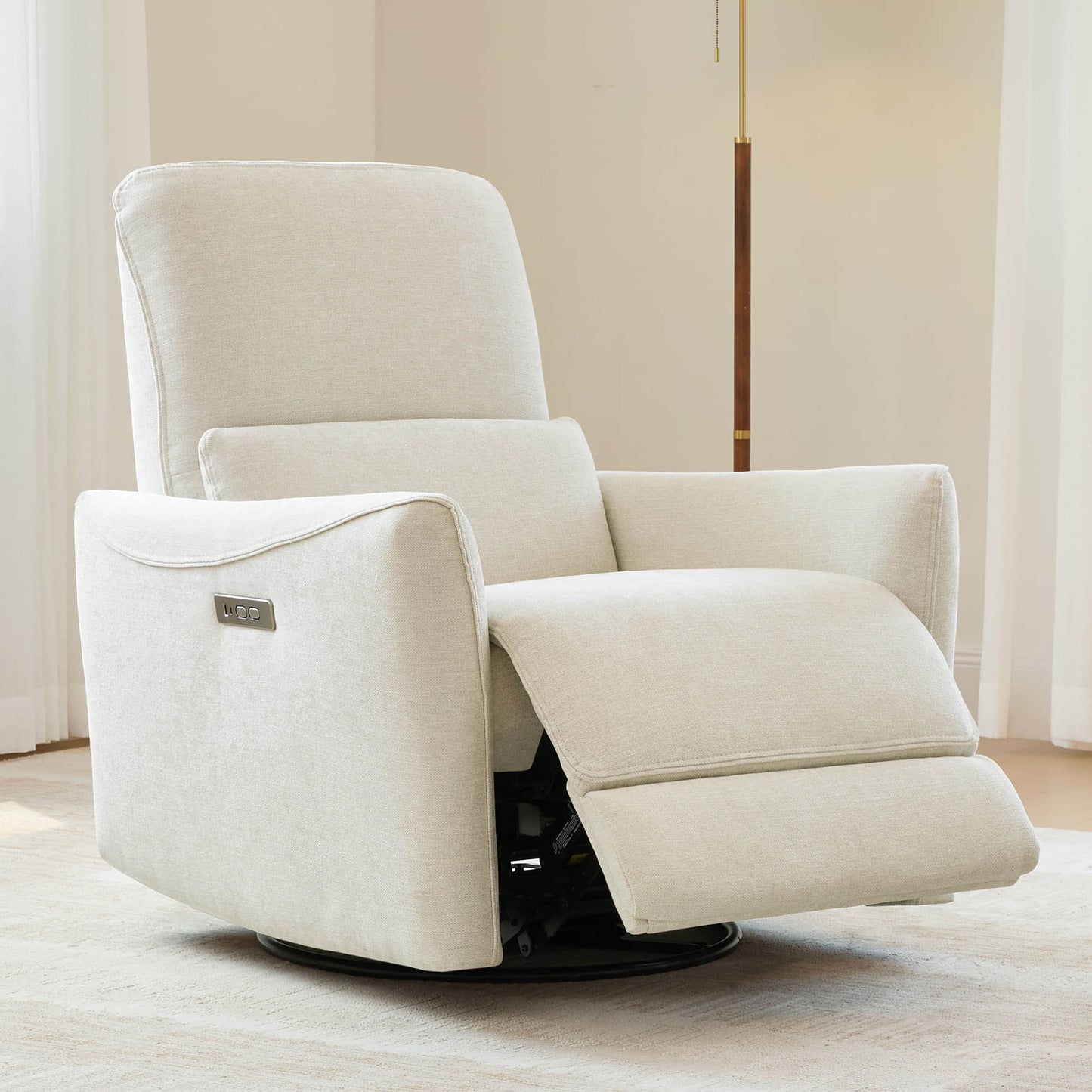 Modern Power Swivel Glider Recliner with Adjustable Headrest