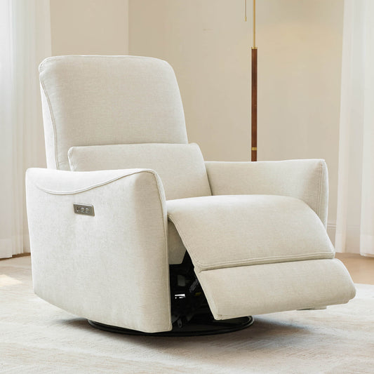Modern Power Swivel Glider Recliner with Adjustable Headrest