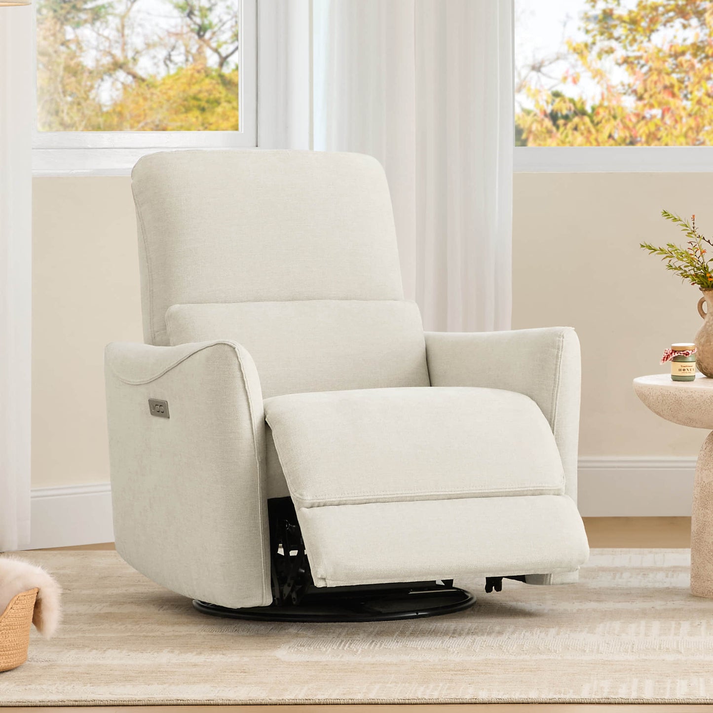 Modern Power Swivel Glider Recliner with Adjustable Headrest