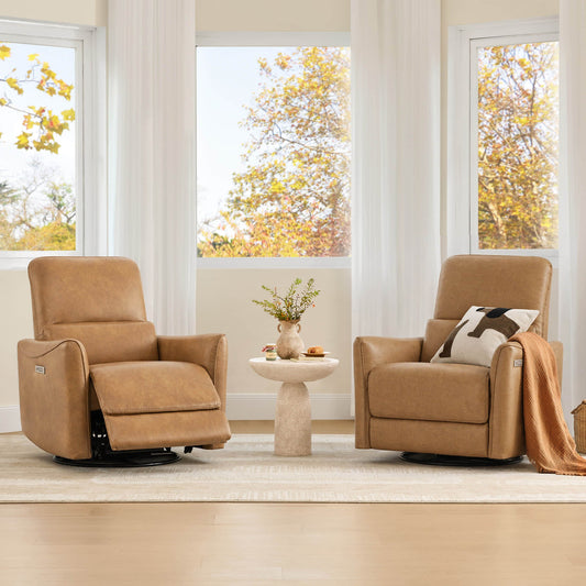 Modern Power Swivel Glider Recliner with Adjustable Headrest