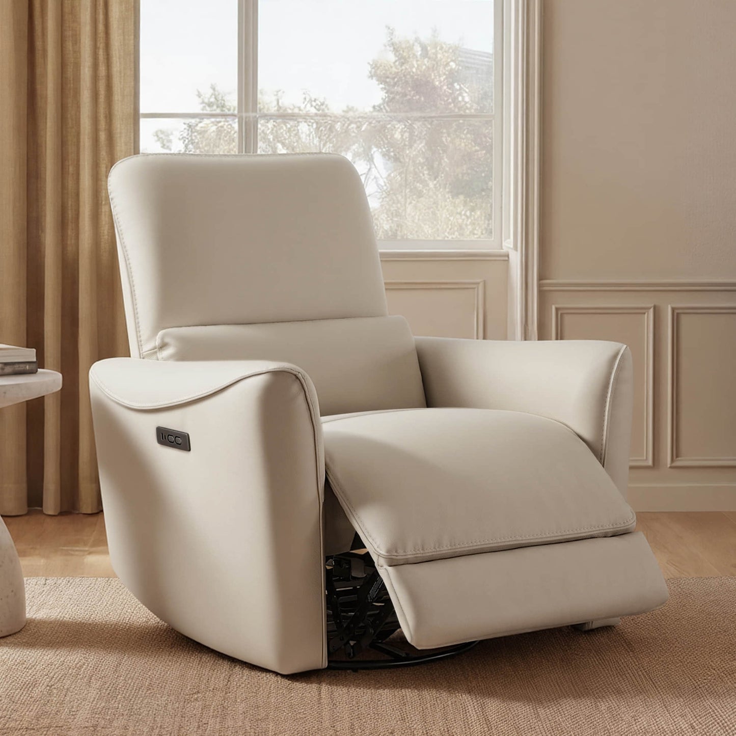 Modern Power Swivel Glider Recliner with Adjustable Headrest