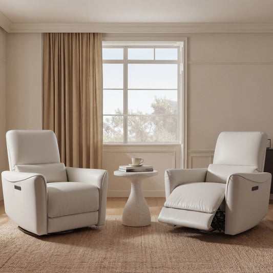 Modern Power Swivel Glider Recliner with Adjustable Headrest