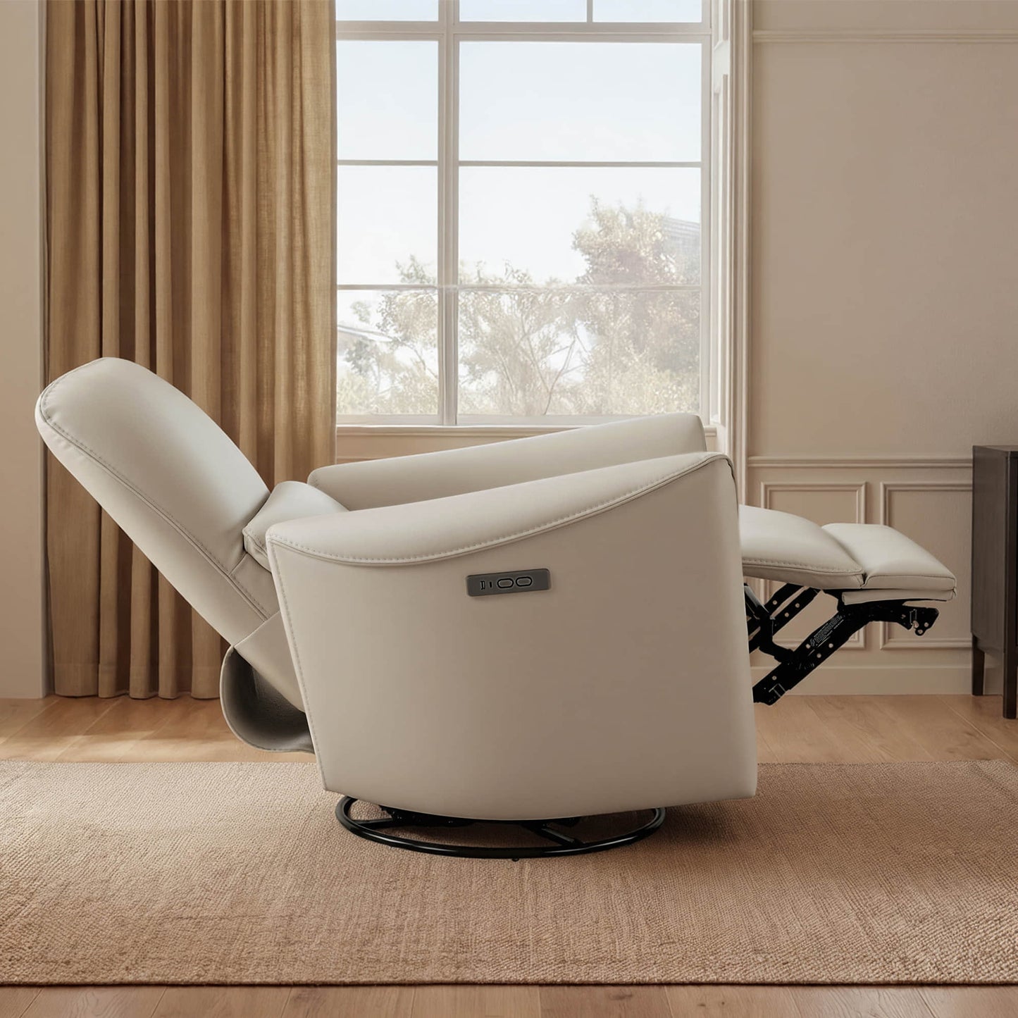 Modern Power Swivel Glider Recliner with Adjustable Headrest