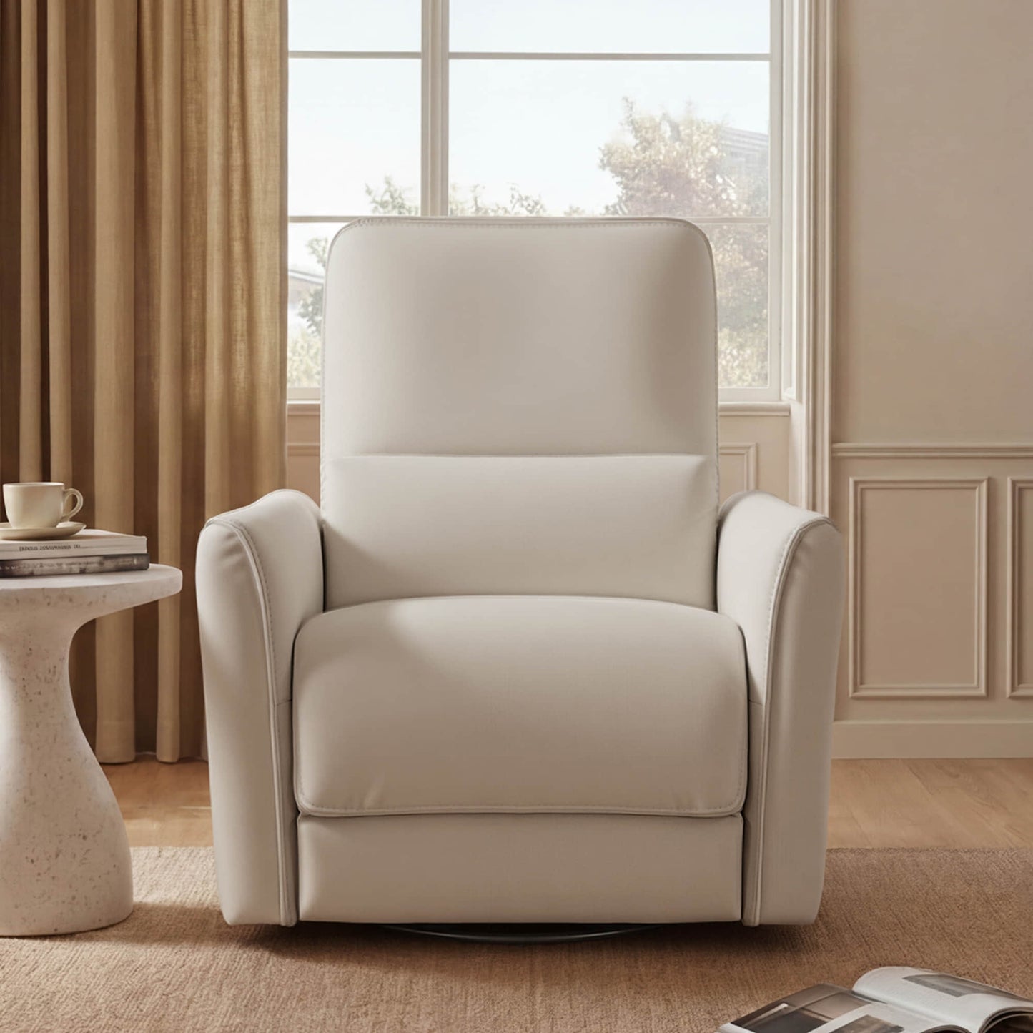 Modern Power Swivel Glider Recliner with Adjustable Headrest