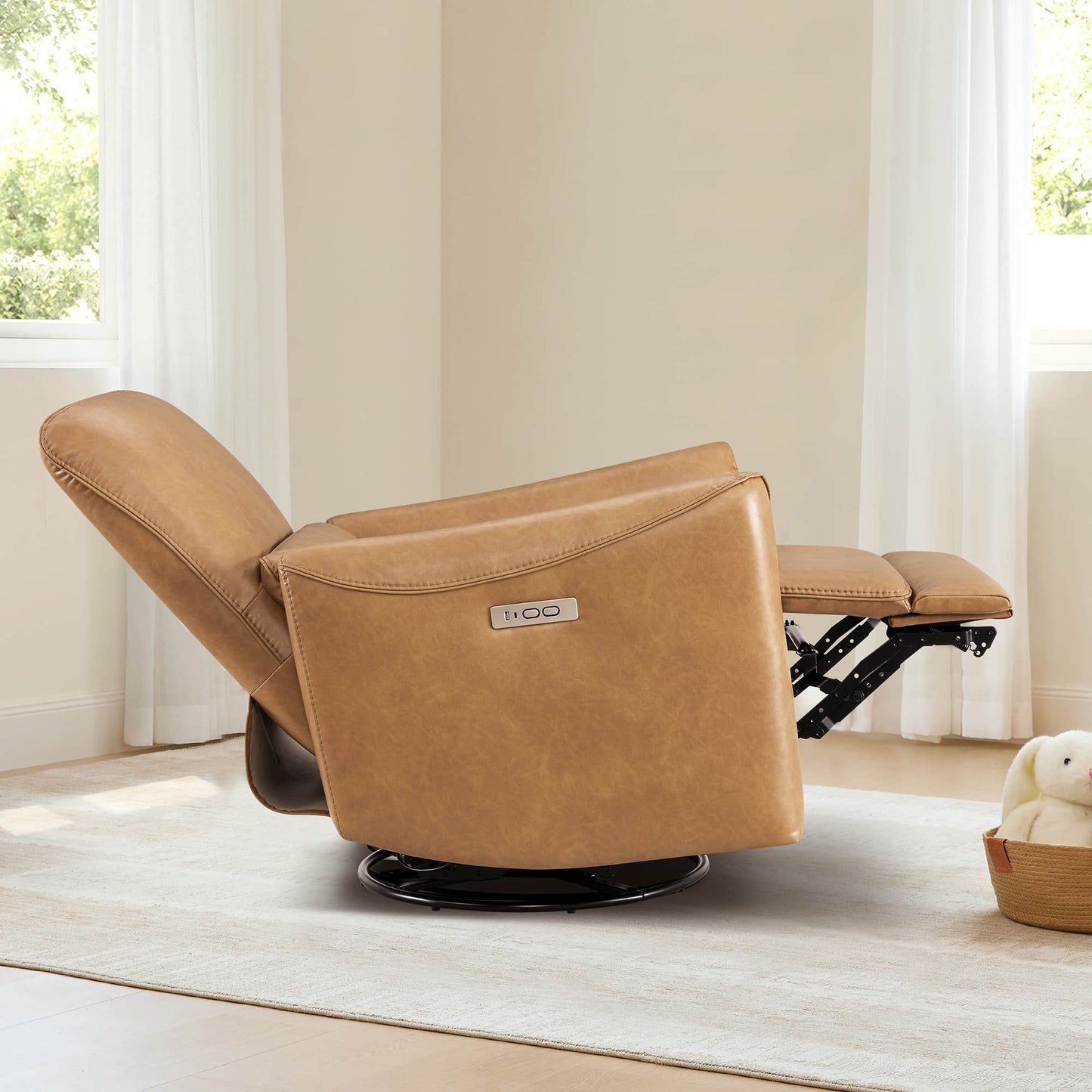 Modern Power Swivel Glider Recliner with Adjustable Headrest