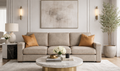 3-Seater Fabric Sofa in Brown with Tufted Back Design