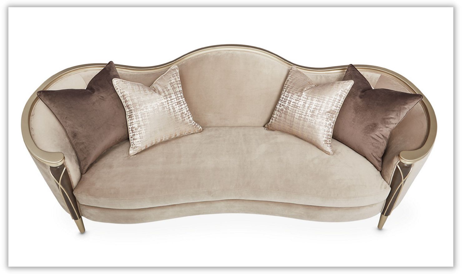 3-Seater Fabric Sofa with Curvy Arms in Villa Cherie Design