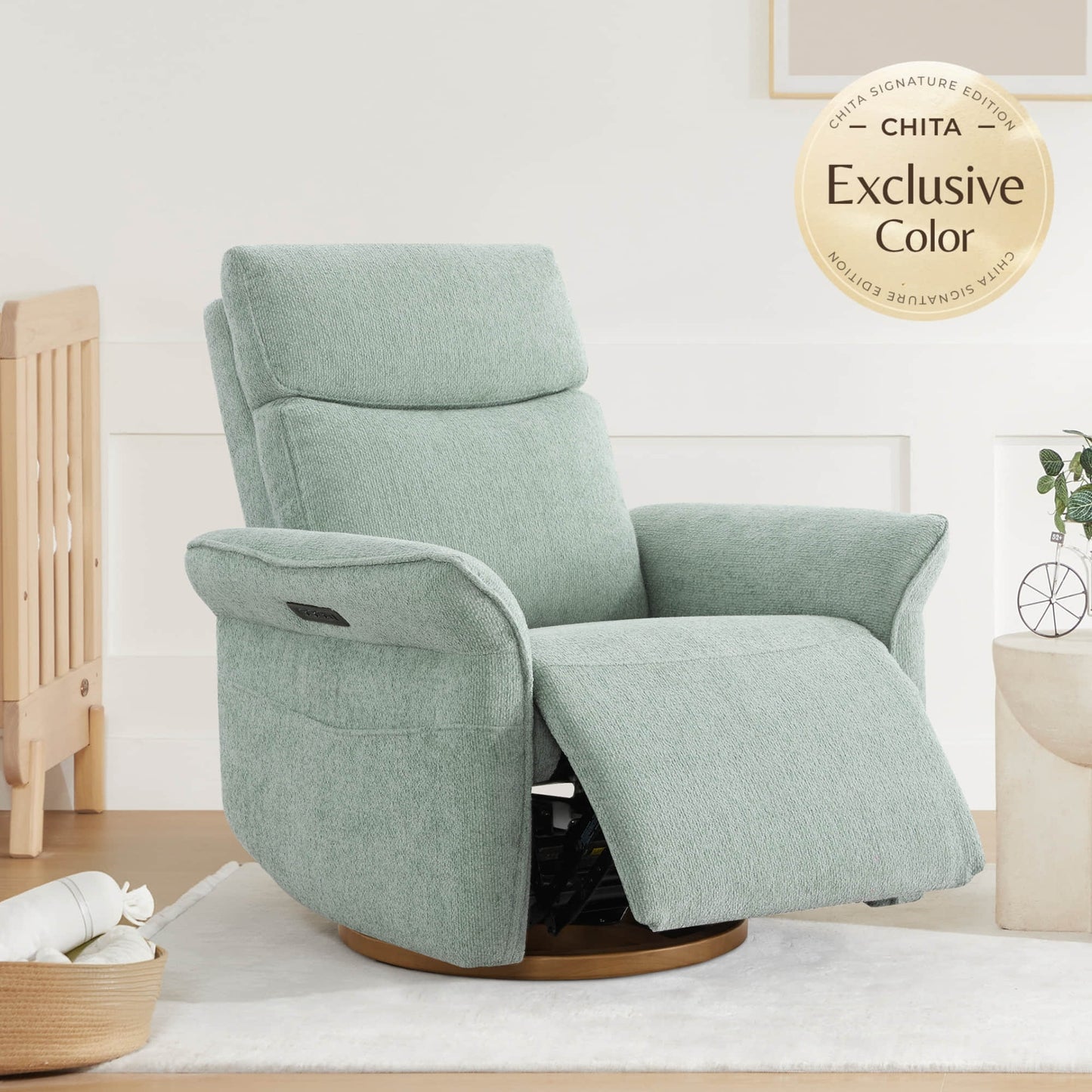 Modern Power Swivel Glider Recliner with Lumbar Support