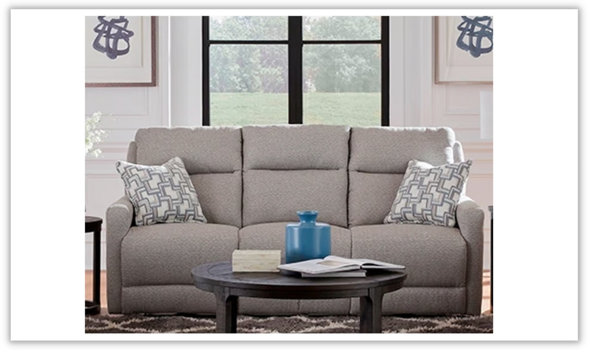 3-Seater Fabric Power Recliner Sofa with Beige Upholstery
