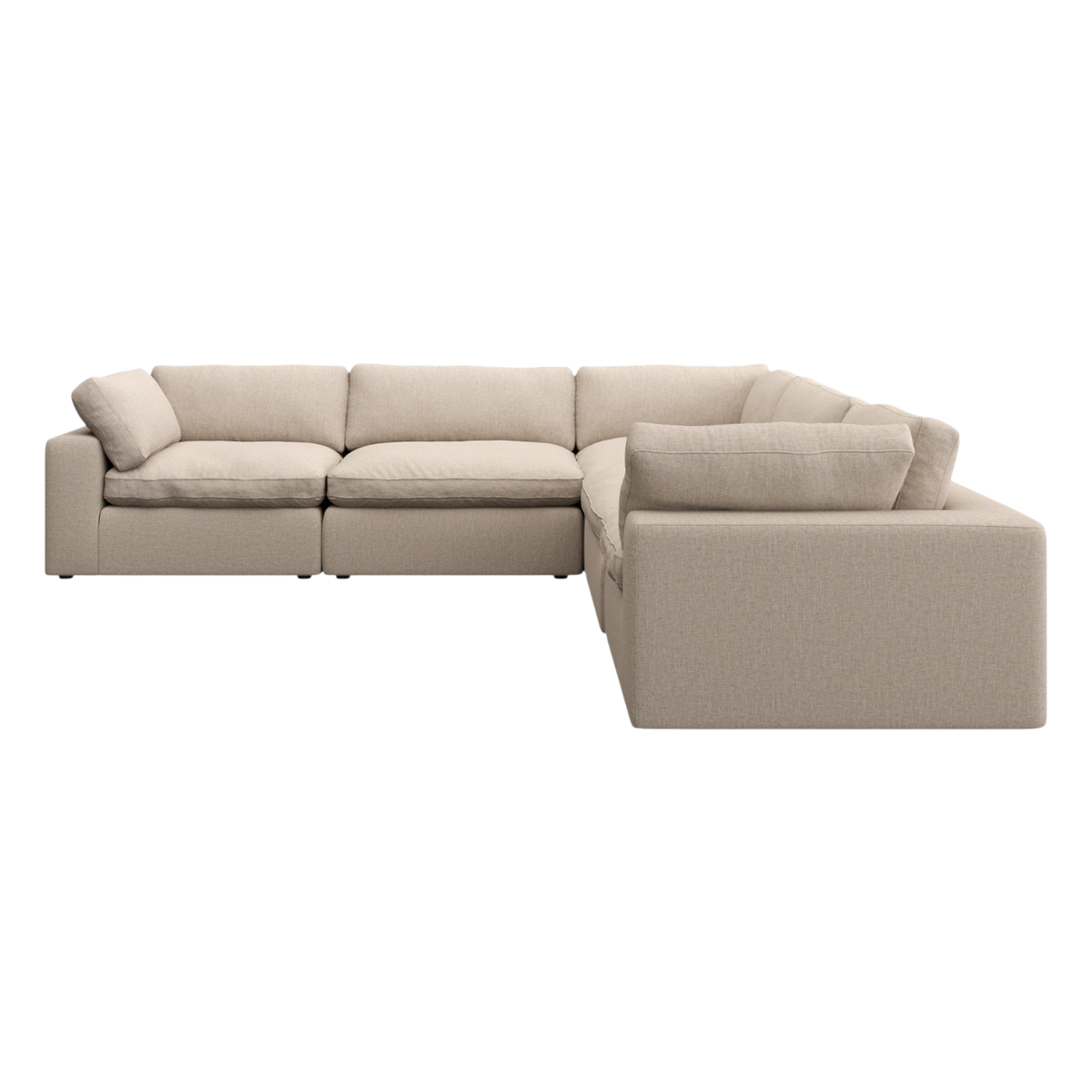 Sectional Modular Sofa in Beige with Curved Edges