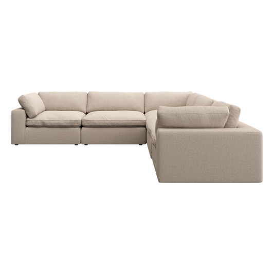Sectional Modular Sofa in Beige with Curved Edges